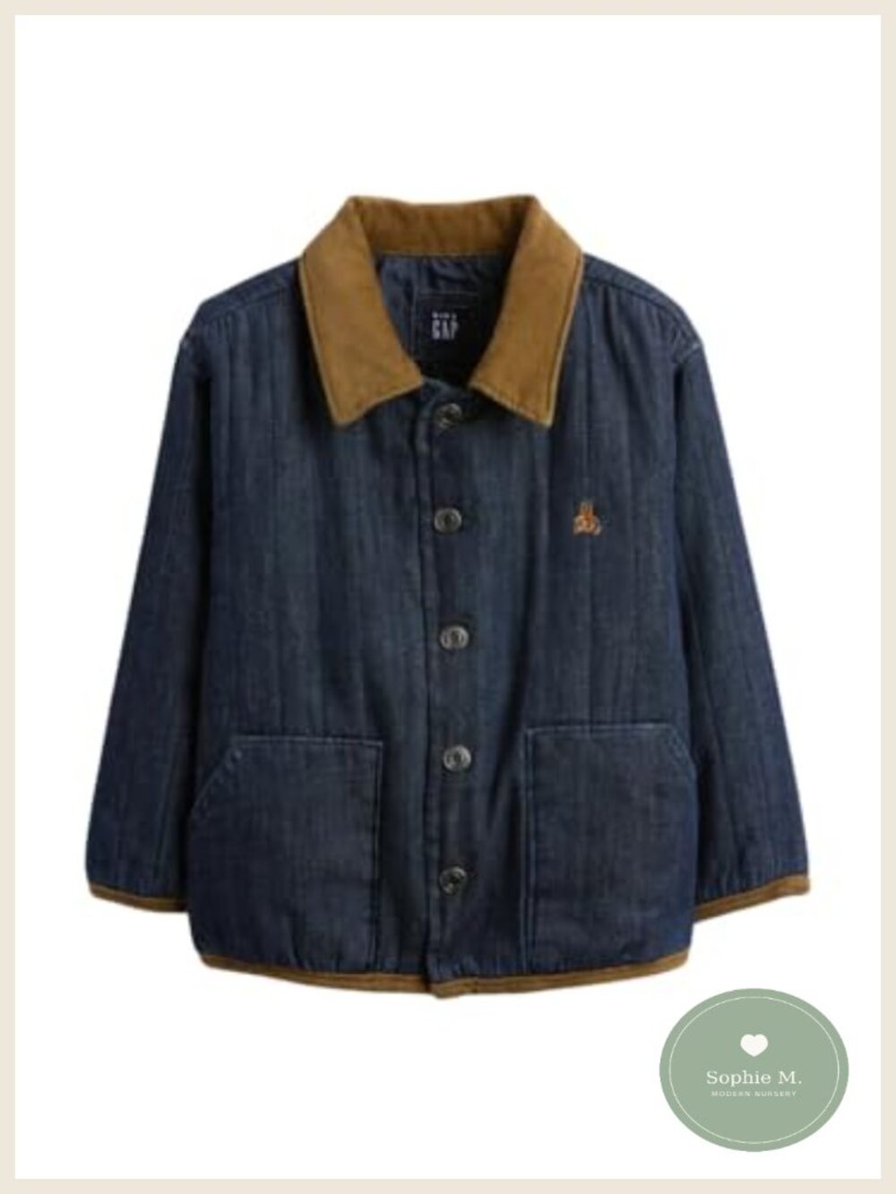 Baby Boy Quilted Denim Barn Jacket 100% Cotton Toddler